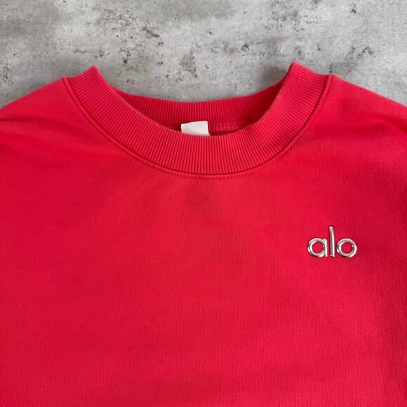 Alo Yoga Accolade cotton blend terry sweatshirt pink summer crush size small - Picture 2 of 8